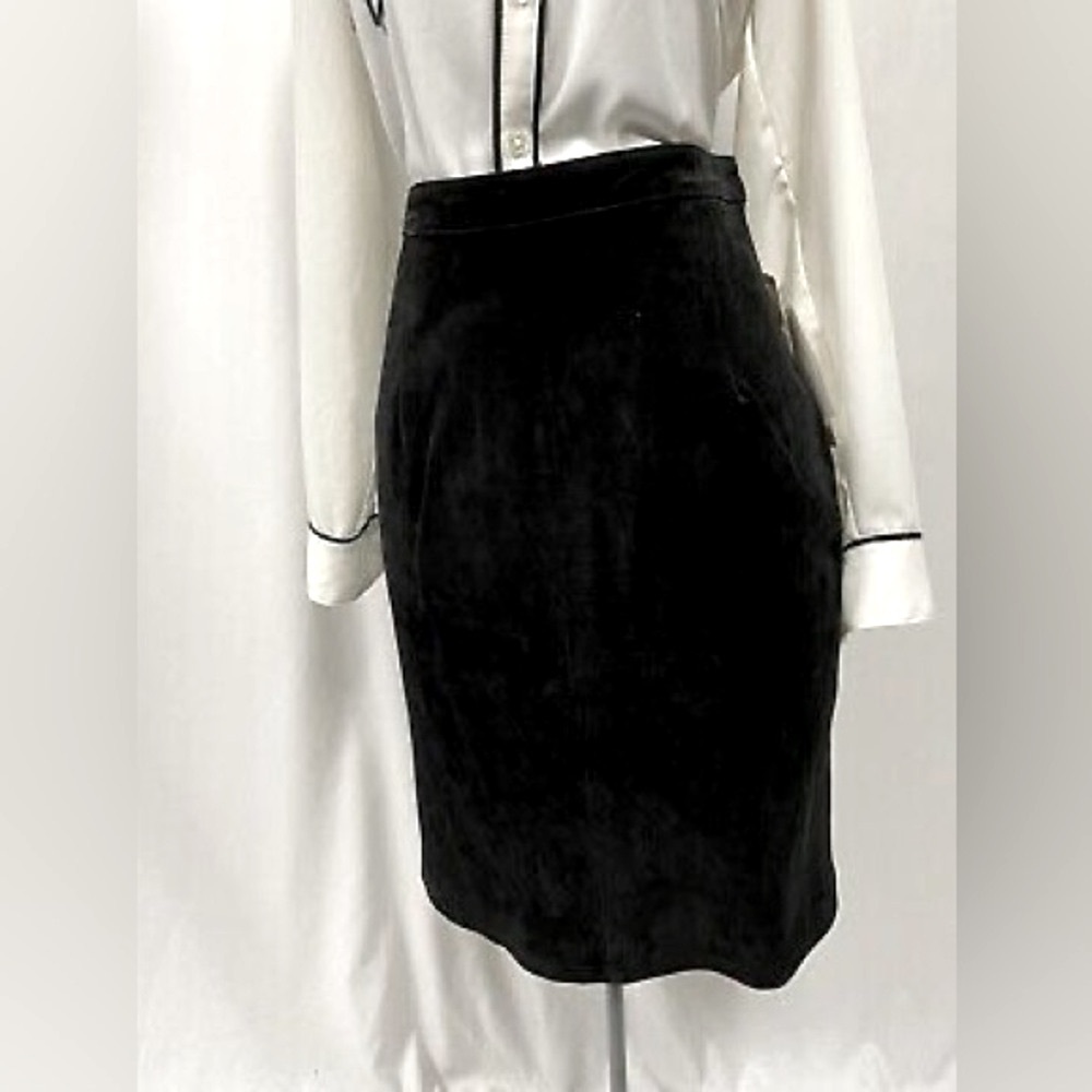 Vintage ALCOTT & ANDREWS Midi Skirt Womens Size 8 Suede Black Western Boho
